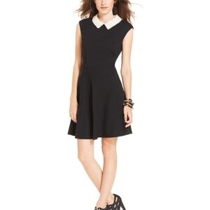 Elegant Black Dress with White Collar